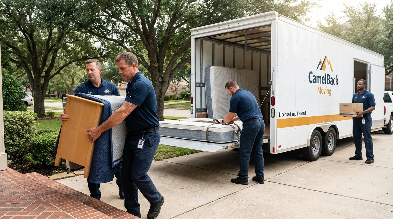 Crew loading residential truck for cross-state move from Reynoldsville, PA
